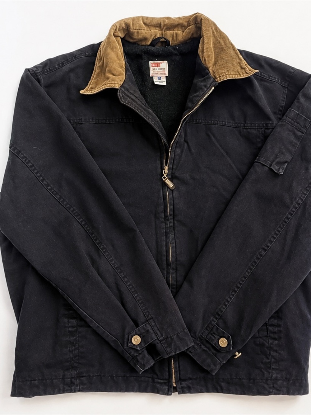Vintage 90s Levi’s Dry Goods Jacket Men’s L Black Corduroy Collar Lined Workwear